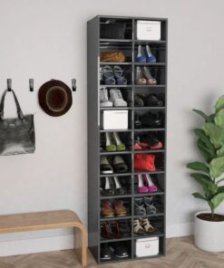 vidaXL Pantofar, gri extralucios, 54x34x183 cm, lemn prelucrat