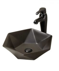 Lavoar pe blat Fluminia Black Diamond negru 49x49xH12 cm