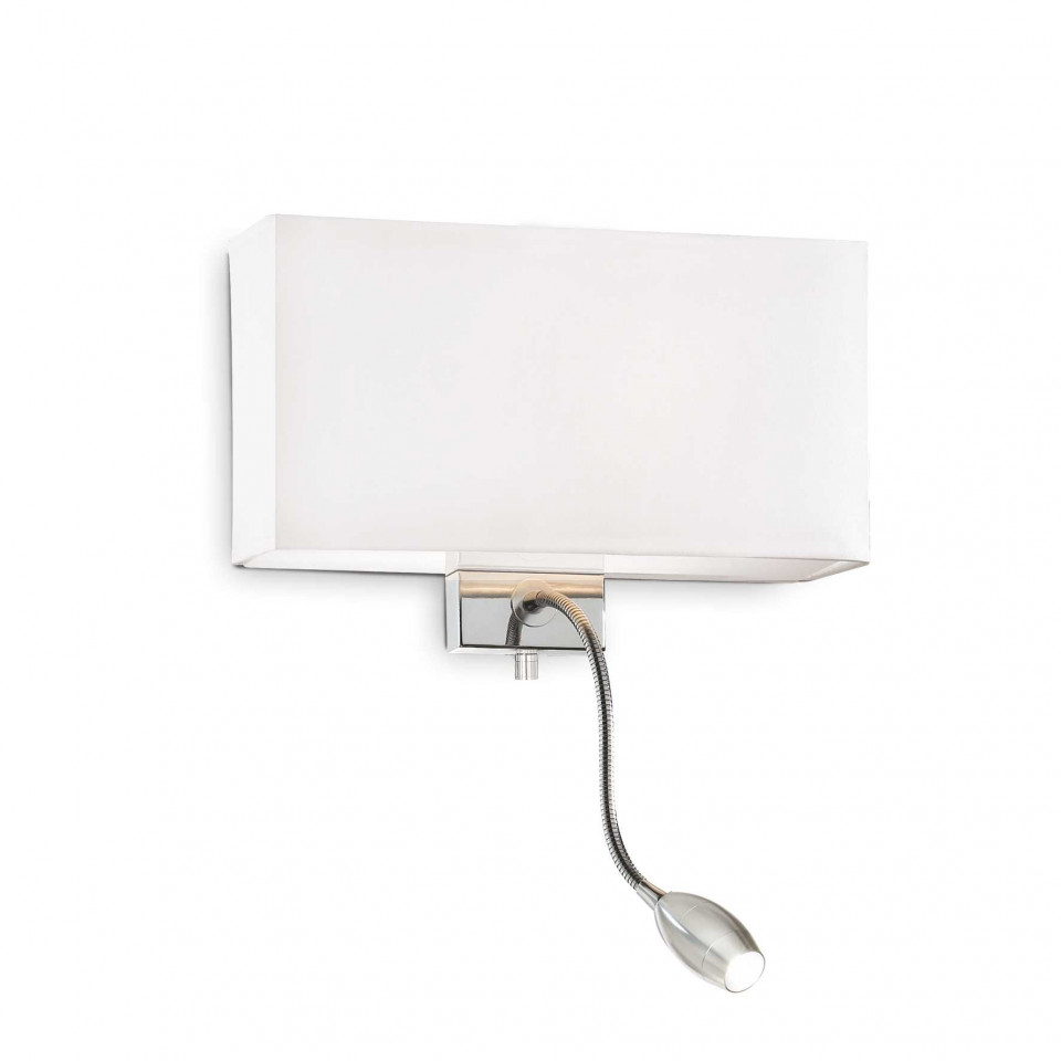 Aplica LED HOTEL AP2, sticla, alb, 60W, 2 becuri, dulie E27, 55 lm, lumina calda (3000K), 035949, Ideal Lux