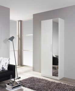 Dulap cu usi cu balamale - alb alpin sau stejar sonoma / oglinda MINOSA