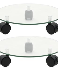 vidaXL Suport cu role pentru plante, 2 buc., 28 cm, sticlă, rotund