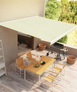 vidaXL Copertină manuală tip casetă, crem, 300 x 250 cm