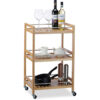 Carucior depozitare sau servire, 3 niveluri, bambus natur, H 76.5 cm