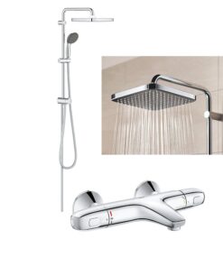 Coloana dus Grohe Vitalio 250 cube, baterie cada/dus termostat Grohtherm 1000 (34155003,26698000)