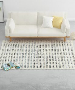 vidaXL Covor din lână cu denim, albastru/alb, 160 x 230 cm