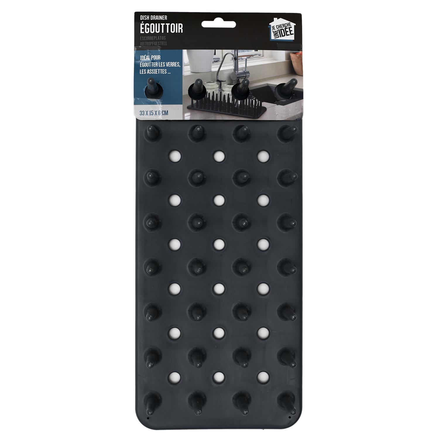 Scurgator pentru pahare, plastic, 33x15x6 cm, negru - imagine 3