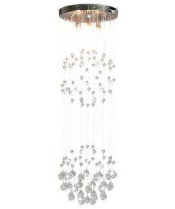vidaXL Lustră cu mărgele de cristal, argintiu, sferă, 3 x bec G9