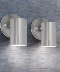 vidaXL Corp iluminat LED perete exterior 2 buc, oțel inoxidabil, jos