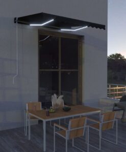 vidaXL Copertină retractabilă cu senzor vânt & LED antracit 300x250 cm