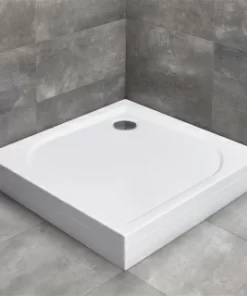 Cadita dus patrata Radaway Delos C cu carcasa, 90X90X15 cm, acrilica