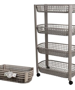 Alternative view of Etajera cu roti si 4 rafturi tip cos, Liberty, taupe, 46,5x26x78,8cm