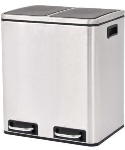 vidaXL Coș gunoi cu pedale pentru reciclare, oțel inoxidabil, 30 L