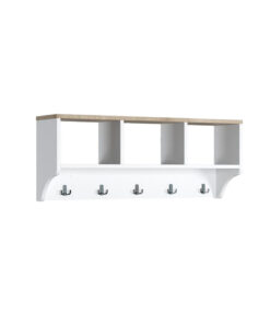 Alternative view of " Cuier pentru haine cu raft, Alb/Stejar, 100 x 22 x 40 cm"