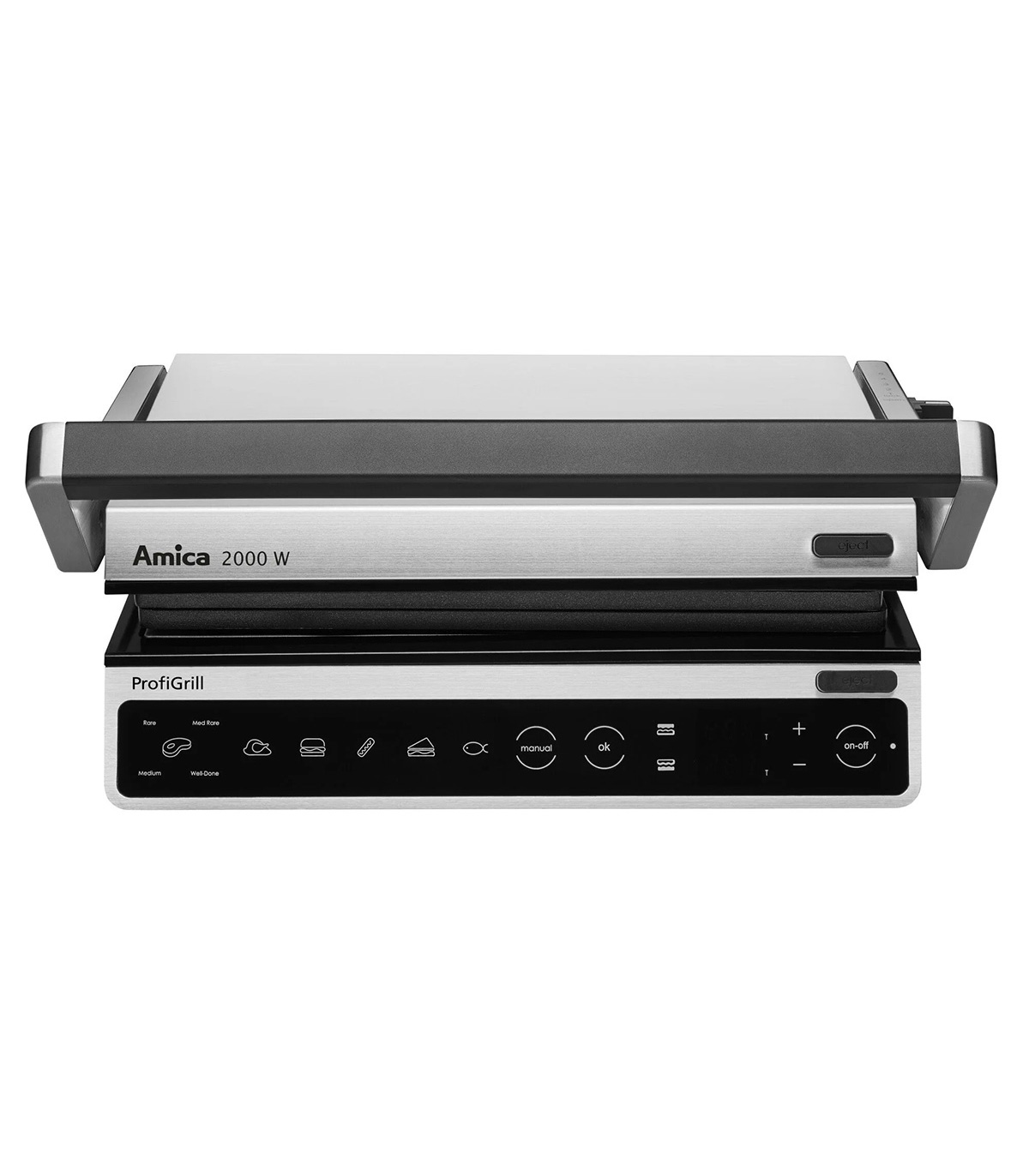 Gratar electric Amica GK 5011 ProfiGrill, 2000 W, 6 programe automate, program manual grill , Inox/Silver - imagine 2