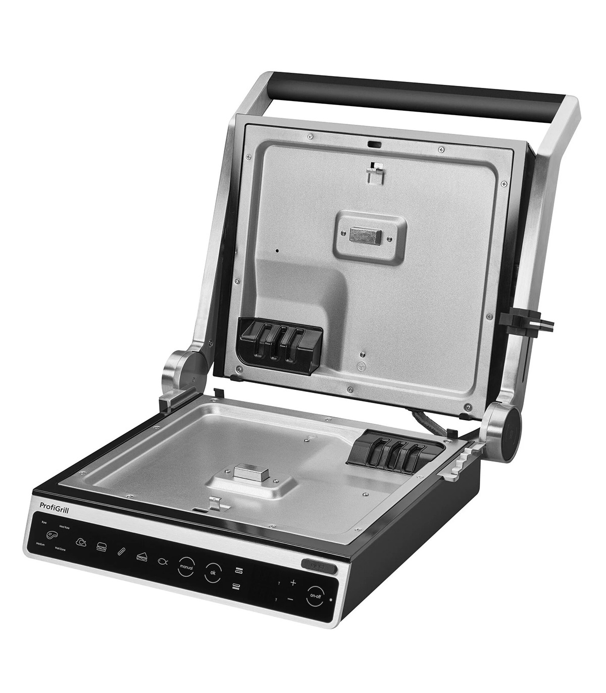 Gratar electric Amica GK 5011 ProfiGrill, 2000 W, 6 programe automate, program manual grill , Inox/Silver - imagine 3
