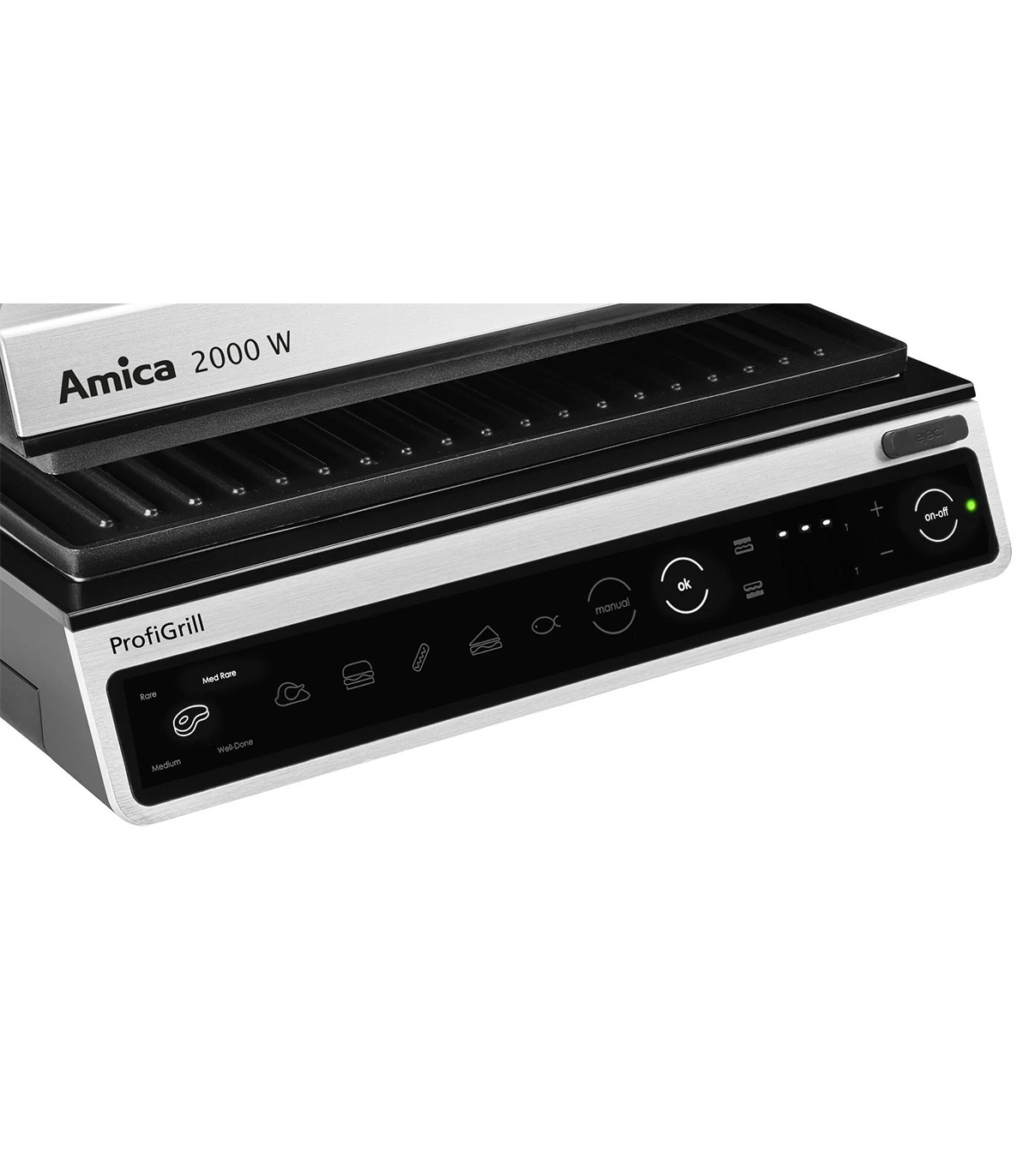 Gratar electric Amica GK 5011 ProfiGrill, 2000 W, 6 programe automate, program manual grill , Inox/Silver - imagine 5
