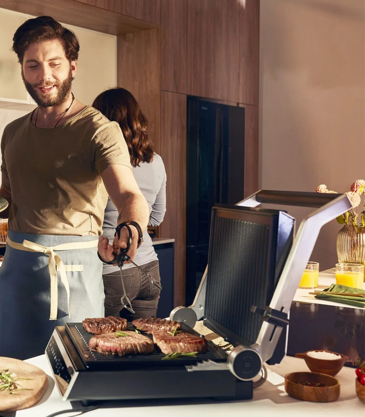 Gratar electric Amica GK 5011 ProfiGrill, 2000 W, 6 programe automate, program manual grill , Inox/Silver - imagine 7