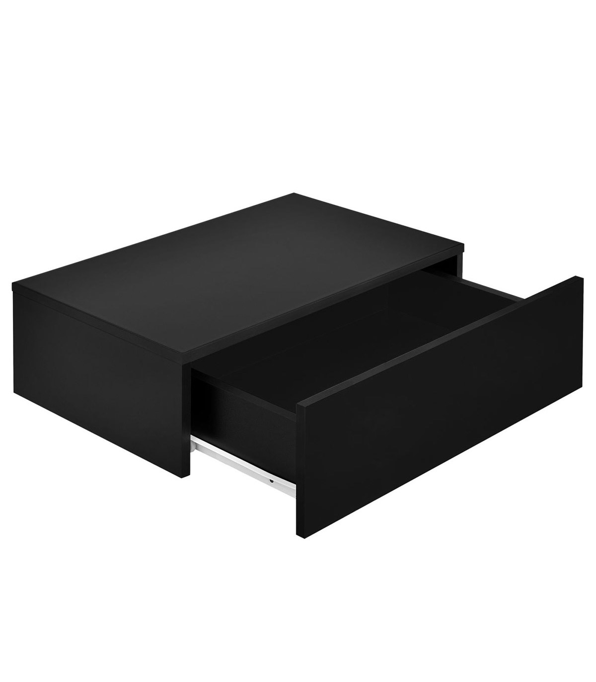 Noptiera montabila pe perete, un sertar, 46 x 30 x 15 cm, PAL, negru lucios - imagine 2