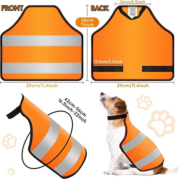 Set de 4 veste reflectorizante pentru caini Weewooday, negru/portocaliu, 29 x 28 x 14 cm - imagine 5