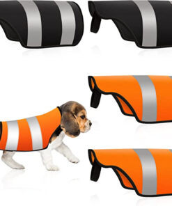 Set de 4 veste reflectorizante pentru caini Weewooday, negru/portocaliu, 29 x 28 x 14 cm