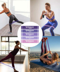 Alternative view of Set de 5 benzi elastice pentru antrenament Haquno, violet/roz, 60 x 5 cm