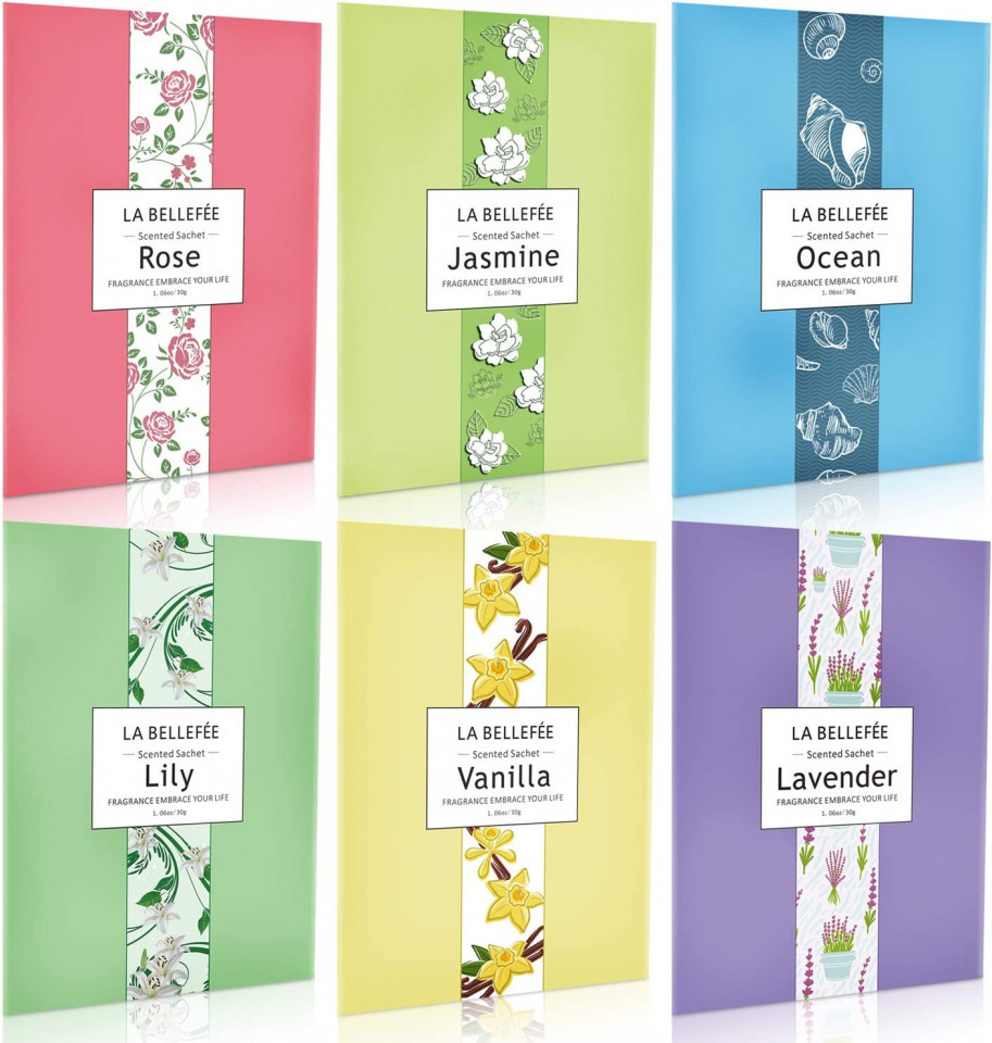 Set de 6 odorizante pentru dulap La Bellefee, multicolor, 12,5 x 17 cm