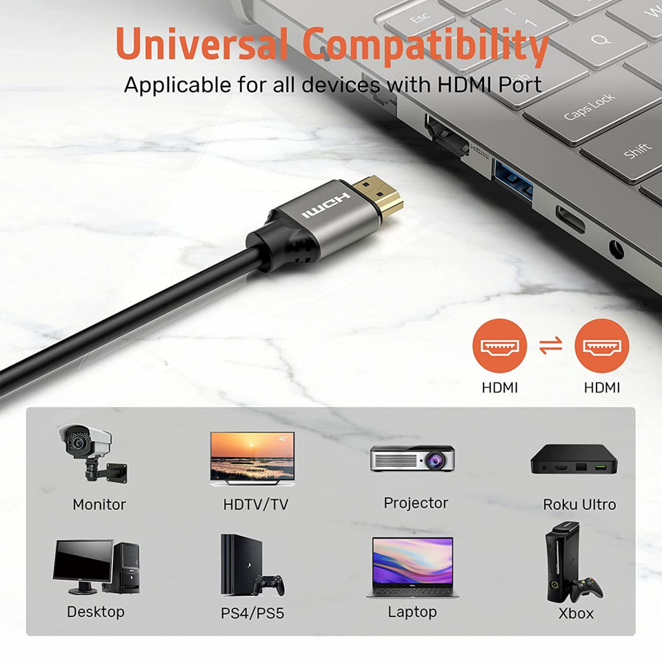 Cablu HDMI Alxum, 8K, negru/gri, 3 m - imagine 5