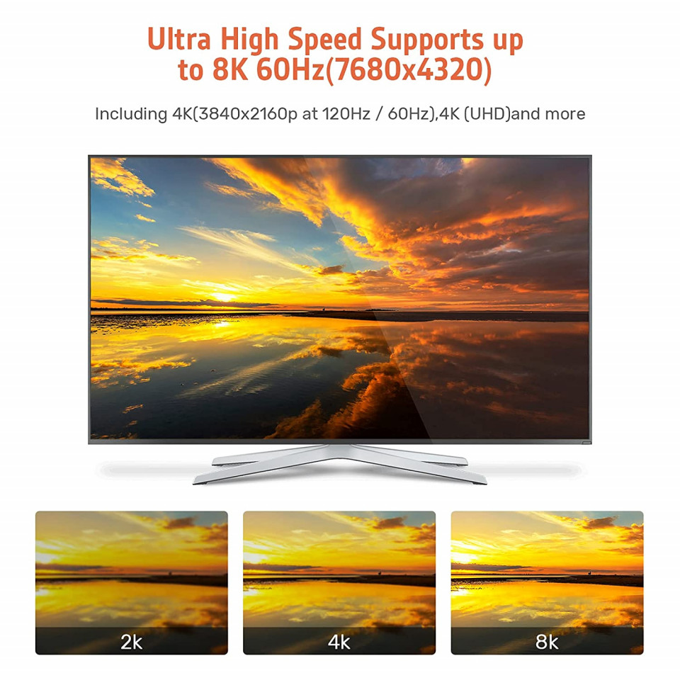 Cablu HDMI Alxum, 8K, negru/gri, 3 m - imagine 8