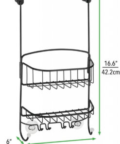 Alternative view of Raft suspendat pentru baie mDesign, metal, negru, 25,1 x 42,2 x 15,2 cm