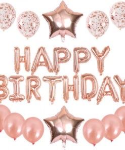 Set aniversar Feelairy, folie/latex, rose/alb, 25 piese