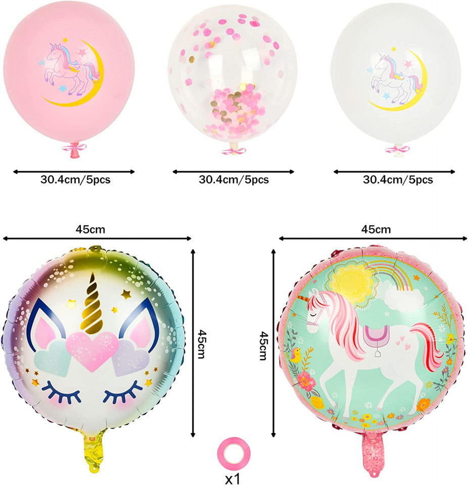 Set de 17 baloane Ekkong, latex/folie, multicolor - imagine 6
