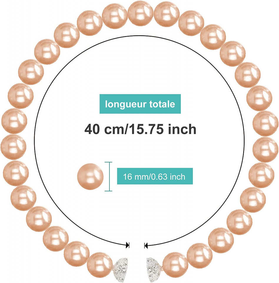 Set de 4 curele magnetice pentru perdele Hohaoo, plastic/metal, rose/argintiu, 40 cm - imagine 5