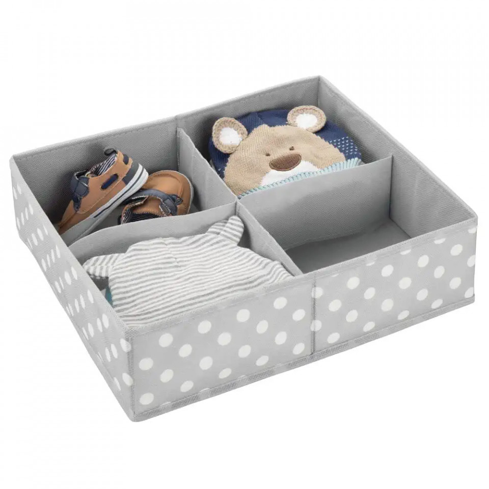 Set de 5 organizatoare pentru dulap mDesign, textil, gri/alb - imagine 2