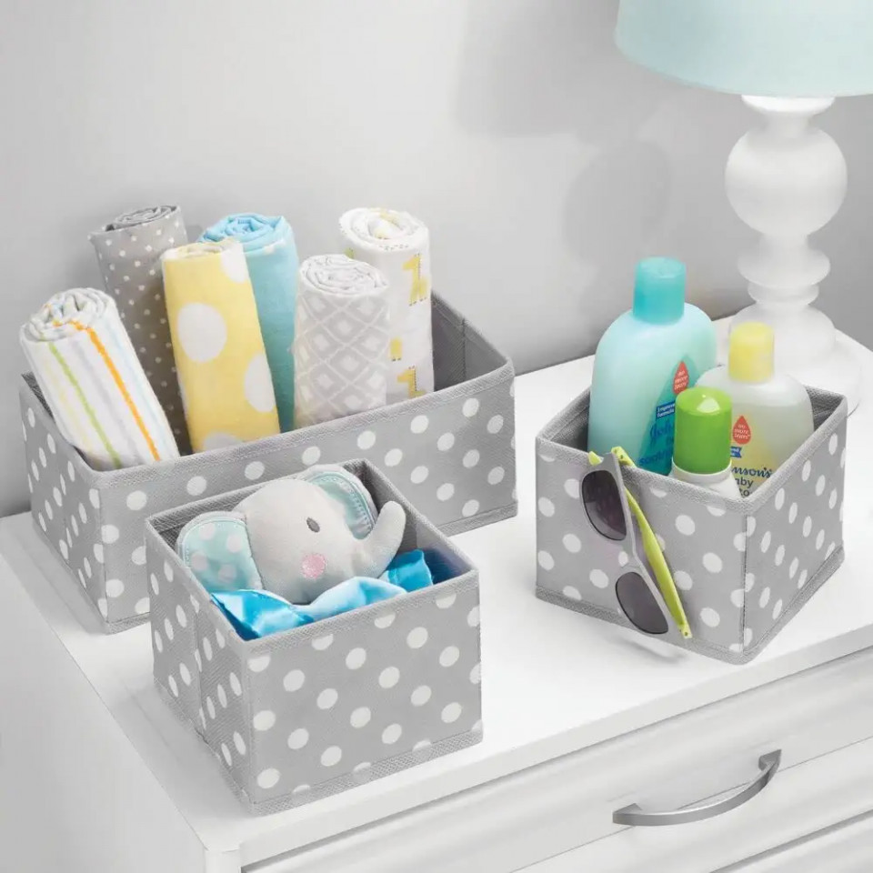 Set de 5 organizatoare pentru dulap mDesign, textil, gri/alb - imagine 6