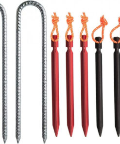 Set de 8 tepuse pentru ancorare cort Nesloonp, metal, negru/argintiu/rosu, 30/18 cm