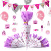 Set decoratiuni pentru inceperea scolii ANYUNKEY, latex, roz/mov, 57 piese