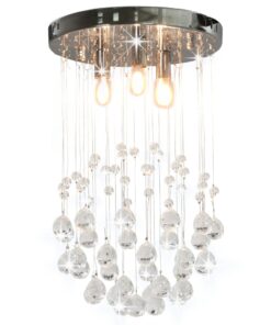 vidaXL Lustră cu mărgele de cristal, argintiu, sferă, 3 x bec G9