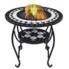 vidaXL Masă cu vatră de foc, mozaic, negru și alb, 68 cm, ceramică