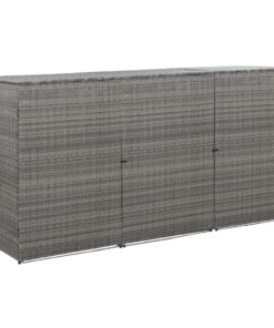 vidaXL Magazie de pubele triplă, antracit, 229x78x120 cm, poliratan