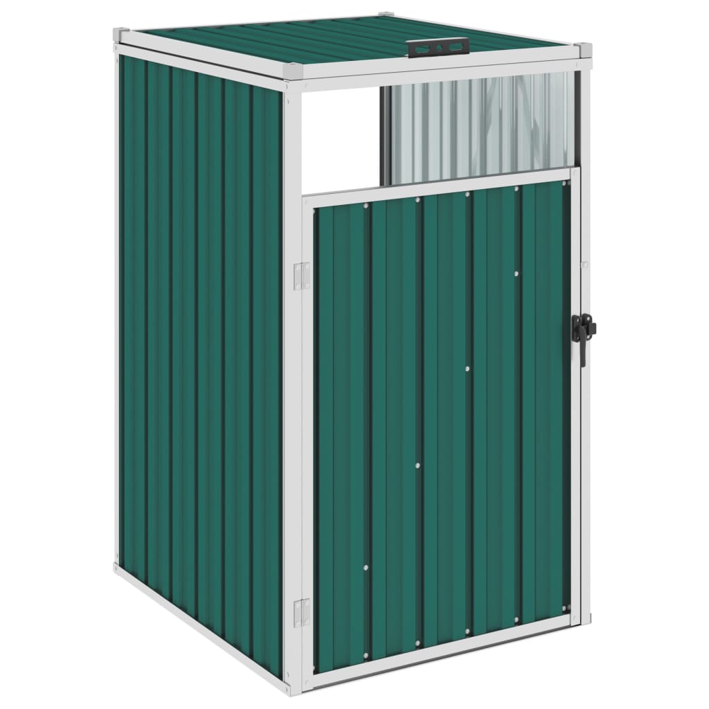 vidaXL Magazie pentru pubelă, verde, 72 x 81 x 121 cm, oțel