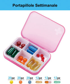 Alternative view of Cutie pentru medicamente ASYH, plastic, roz/alb, 9,2 x 6,5 x 2 cm