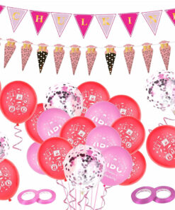 Set aniversar Ulikey, latex, rosu/roz/alb, 39 piese