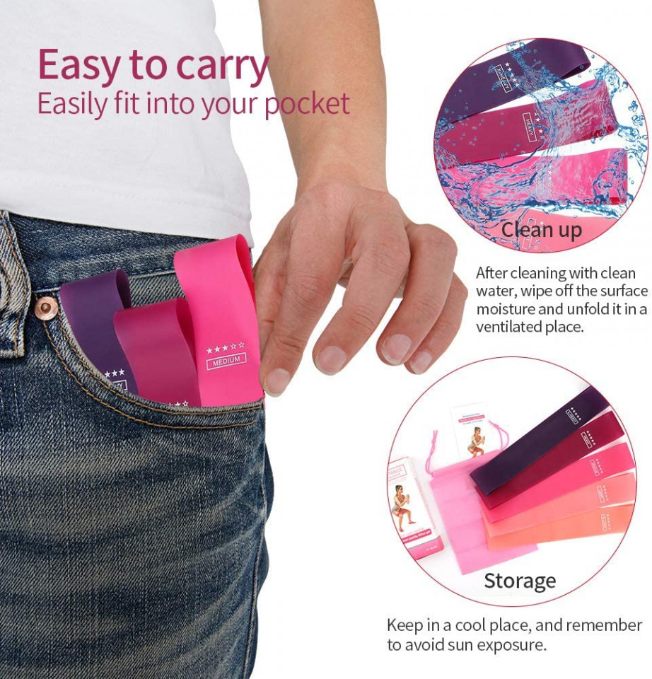 Set de 5 benzi elastice pentru antrenament Anm, latex, multicolor, 60 x 5 cm - imagine 3