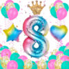 Set de aniversar Herefun, cifra 8, folie/latex, multicolor, 25 piese