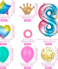 Alternative view of Set de aniversar Herefun, cifra 8, folie/latex, multicolor, 25 piese