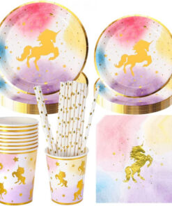 Set de vesela pentru petrecere Amycute, carton, multicolor, 70 piese