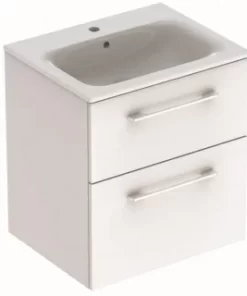 Set PROMO mobilier baza si lavoar Geberit Selnova Square 58,8x48xH63,5 cm alb lucios