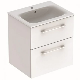 Set PROMO mobilier baza si lavoar Geberit Selnova Square 58,8x48xH63,5 cm alb lucios