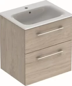 Set PROMO mobilier baza si lavoar Geberit Selnova Square 58,8x48xH63,5 cm maro deschis