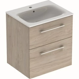 Set PROMO mobilier baza si lavoar Geberit Selnova Square 58,8x48xH63,5 cm maro deschis